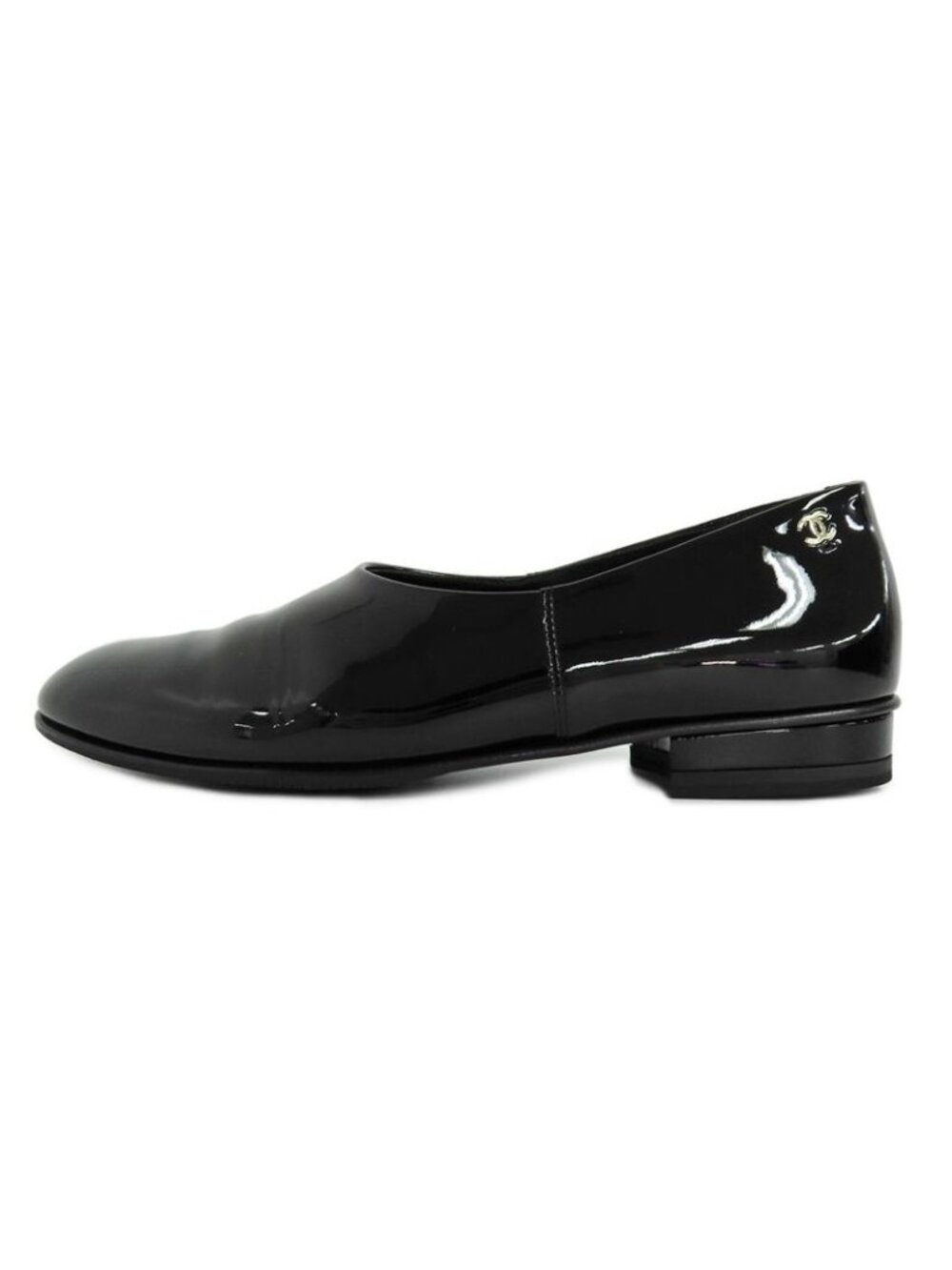 Chanel Loafers 25 C Black Coco Mark 37 Patent Leather Enamel